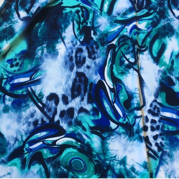 Kathy Roberts | Empire Waist Blue Abstract Dress - Picture 2 of 5